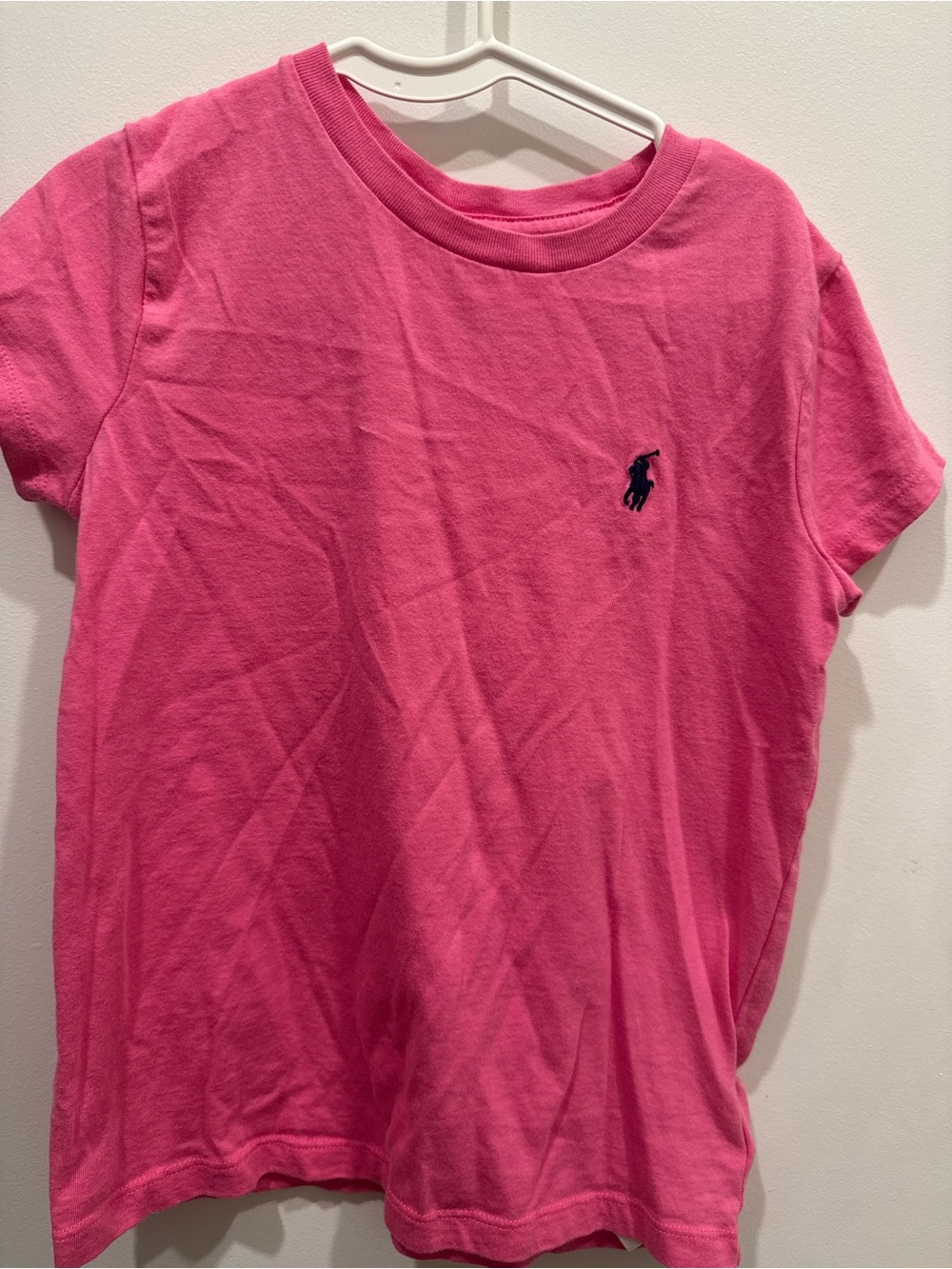 Polo by Ralph Lauren Girls Pink Crewneck Tee with Navy Pony